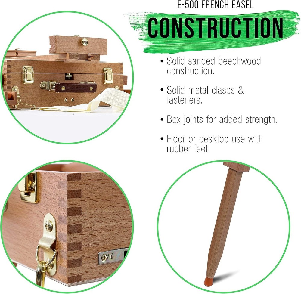 Compact Beechwood Painting Easel - Includes Palette & Four-Compartment Storage