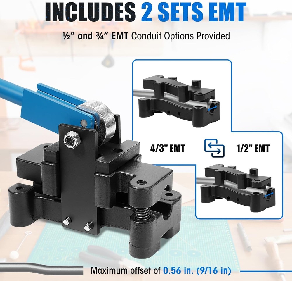 Dual Size Conduit Offset Bender 2 in 1 - Both ½“& ¾” EMT, Ensuring Precise and E