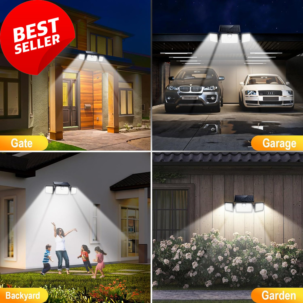 Solar Motion Deck Light Outdoor PIR Sensor Bright Solar Lamp 1 Pack