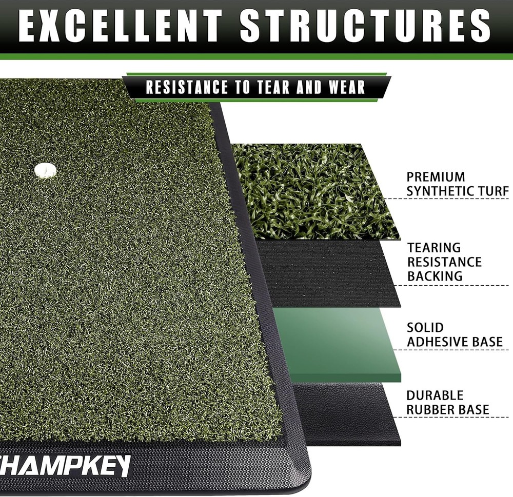 Pro Version 13" x 17" Golf Hitting Mat | Includes Rubber Tee & 9 Plastic Tees