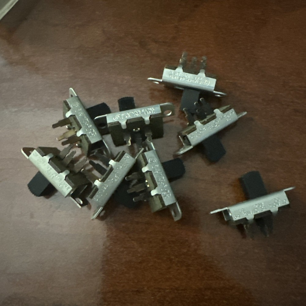 8 PCs- Stackpole SPDT Momentary Slide Switch 6A/125V