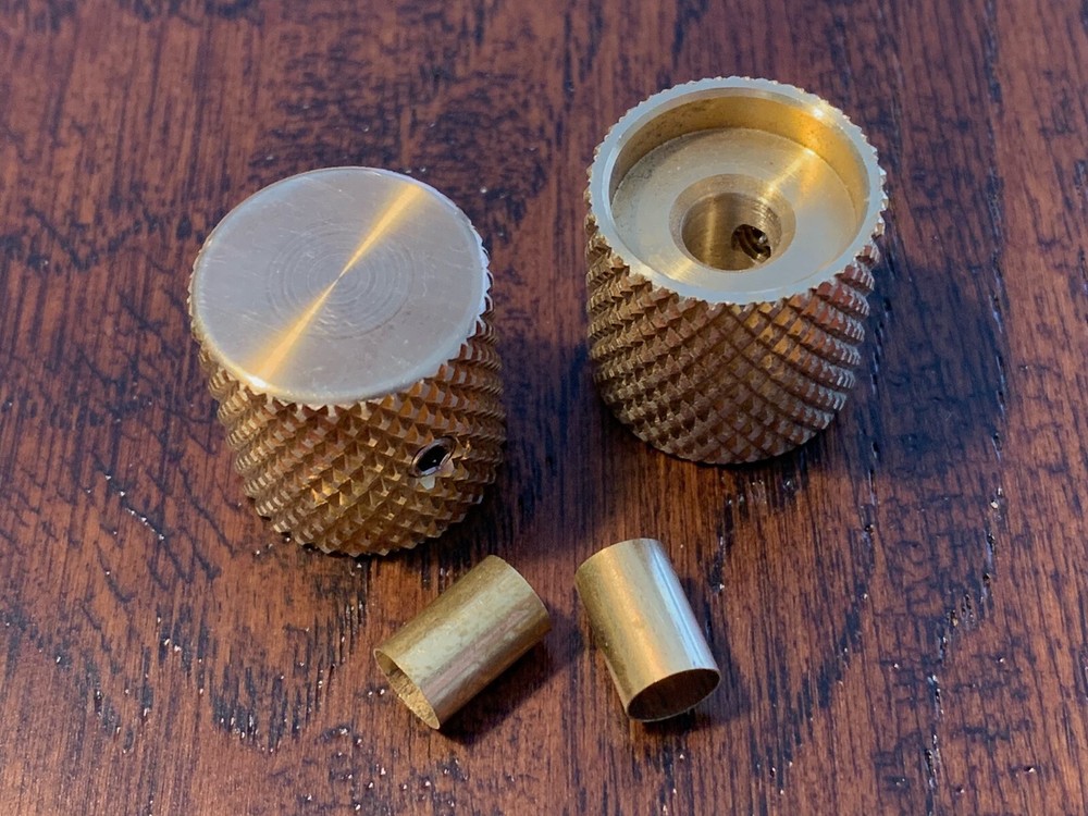 SOLID Raw Brass / Telecaster Barrel / Knurled Guitar Knobs / Incl. Brass Inserts