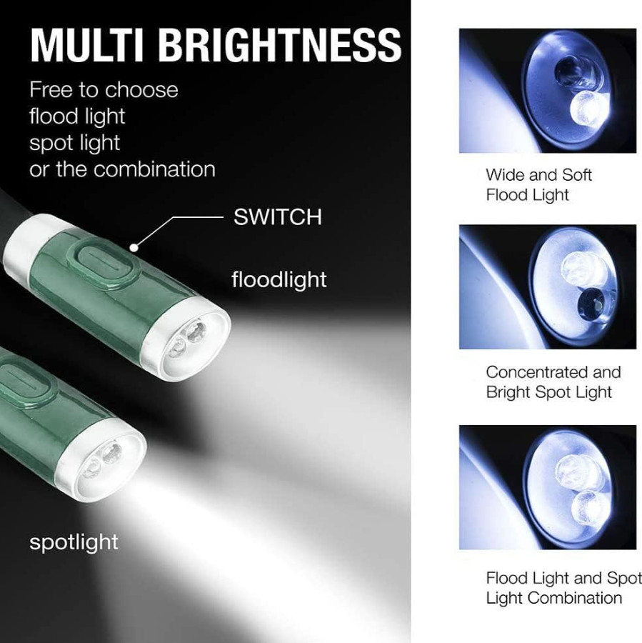 Rechargeable 4 LED Neck Reading Light Adjustable Brightness & Bendable Arms, USA