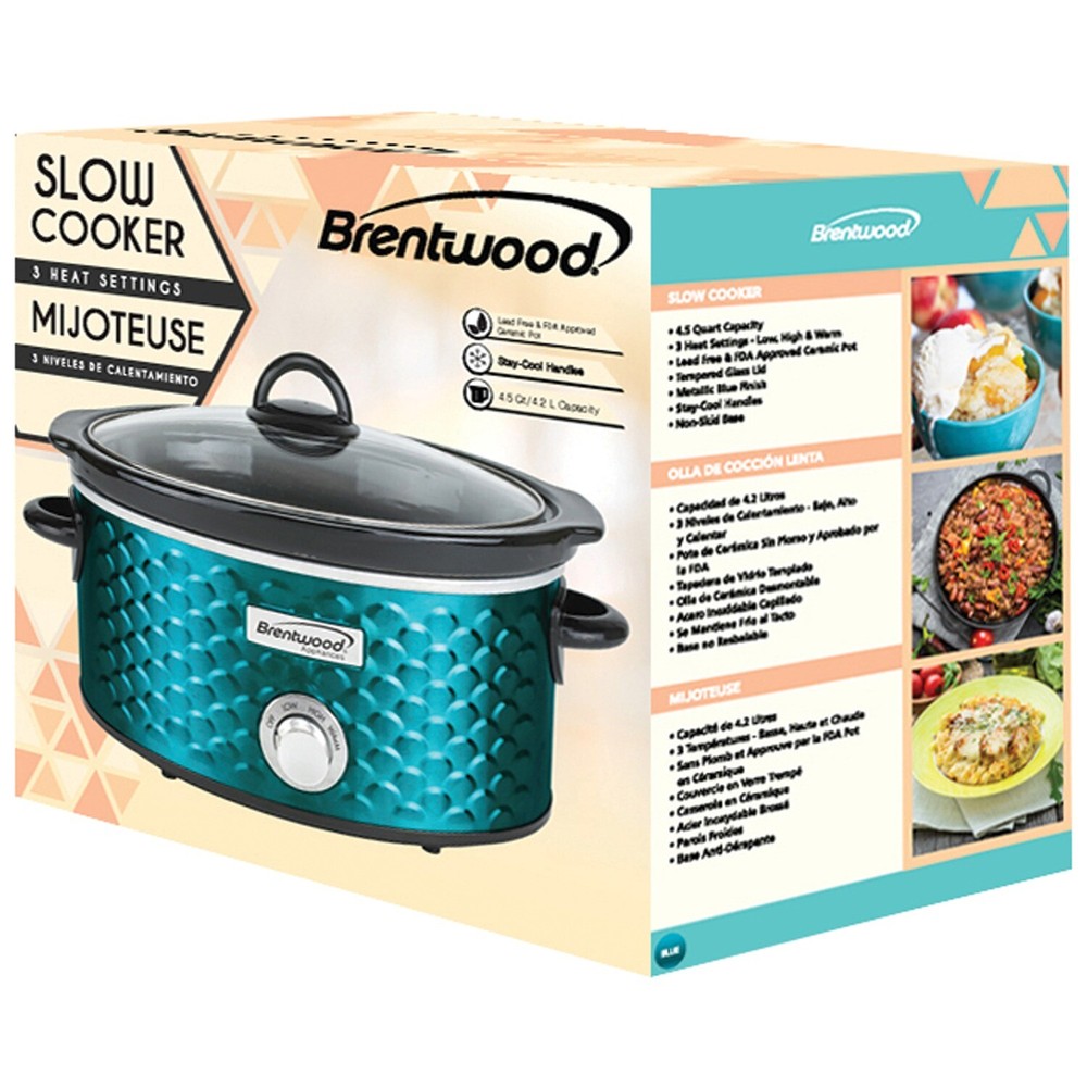 4.5-Quart Scallop Pattern Slow Cooker (Blue)