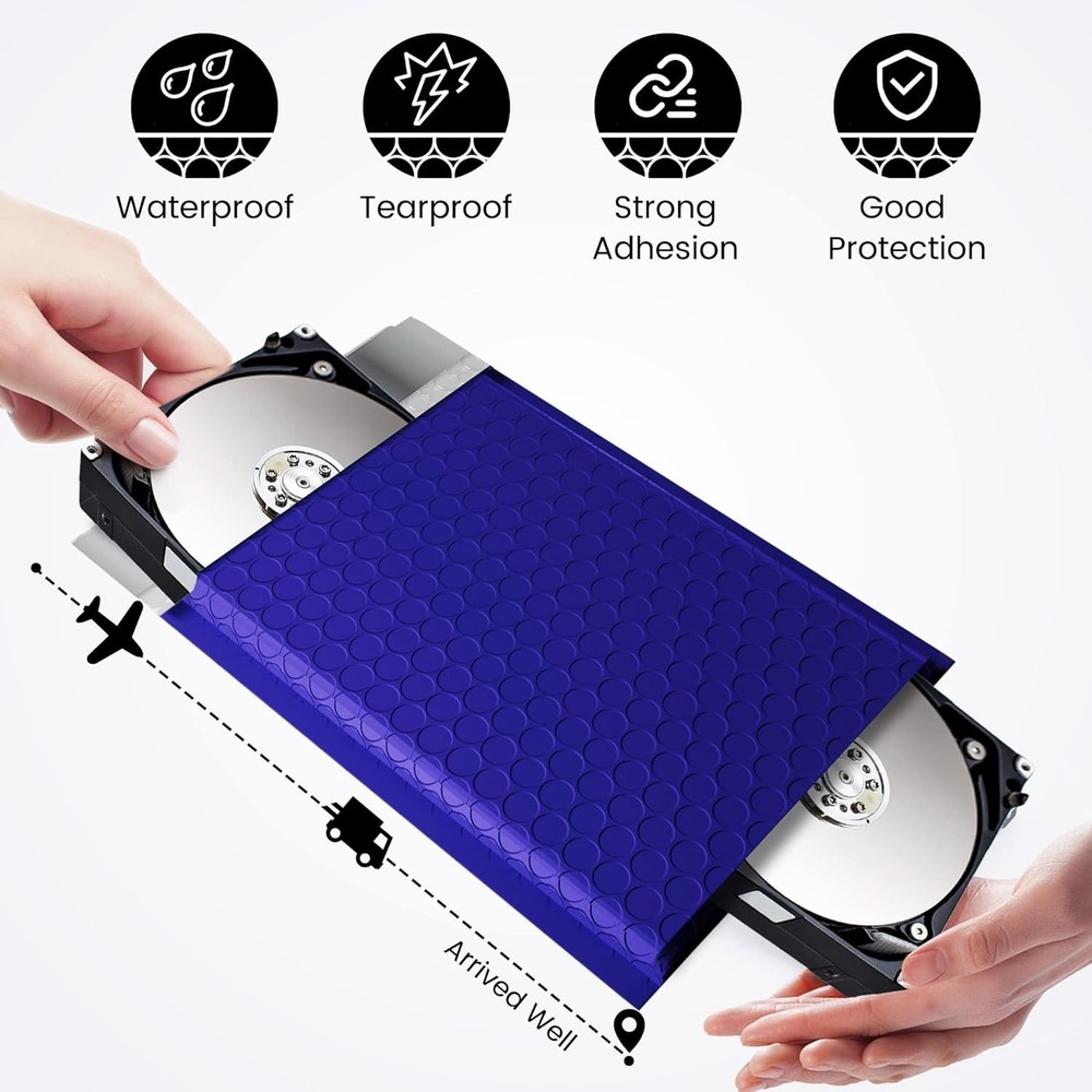 100 Pcs Royal Blue Bubble Mailers 6x10