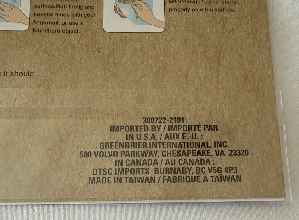 Crafter’s Square Rub on Transfers Numbers NEW
