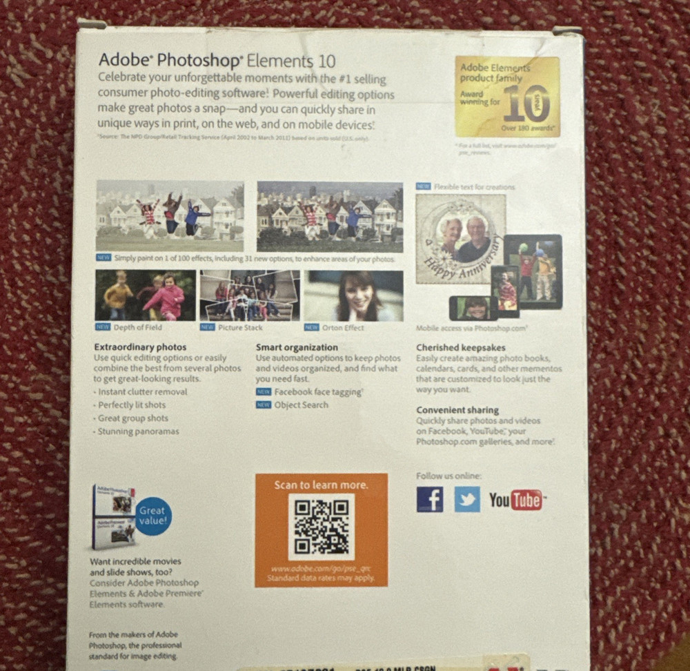 Adobe Photoshop Elements 10 for PC Mac Open Package