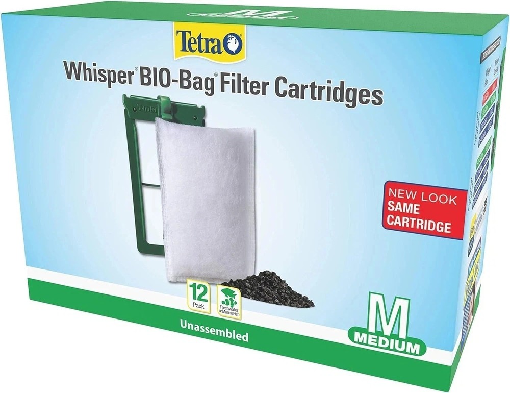 TETRA WHISPER BIO-BAG DISPOSABLE FILTER CARTRIDGES UNASSEMBLED MEDIUM 12 PACK***