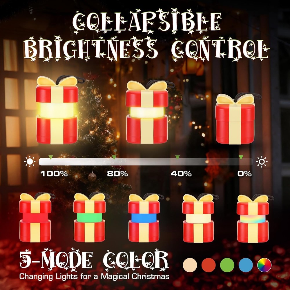 EverBrite 3PC Christmas Gift Box Lantern 5 Light Mode Holiday Decoration Present