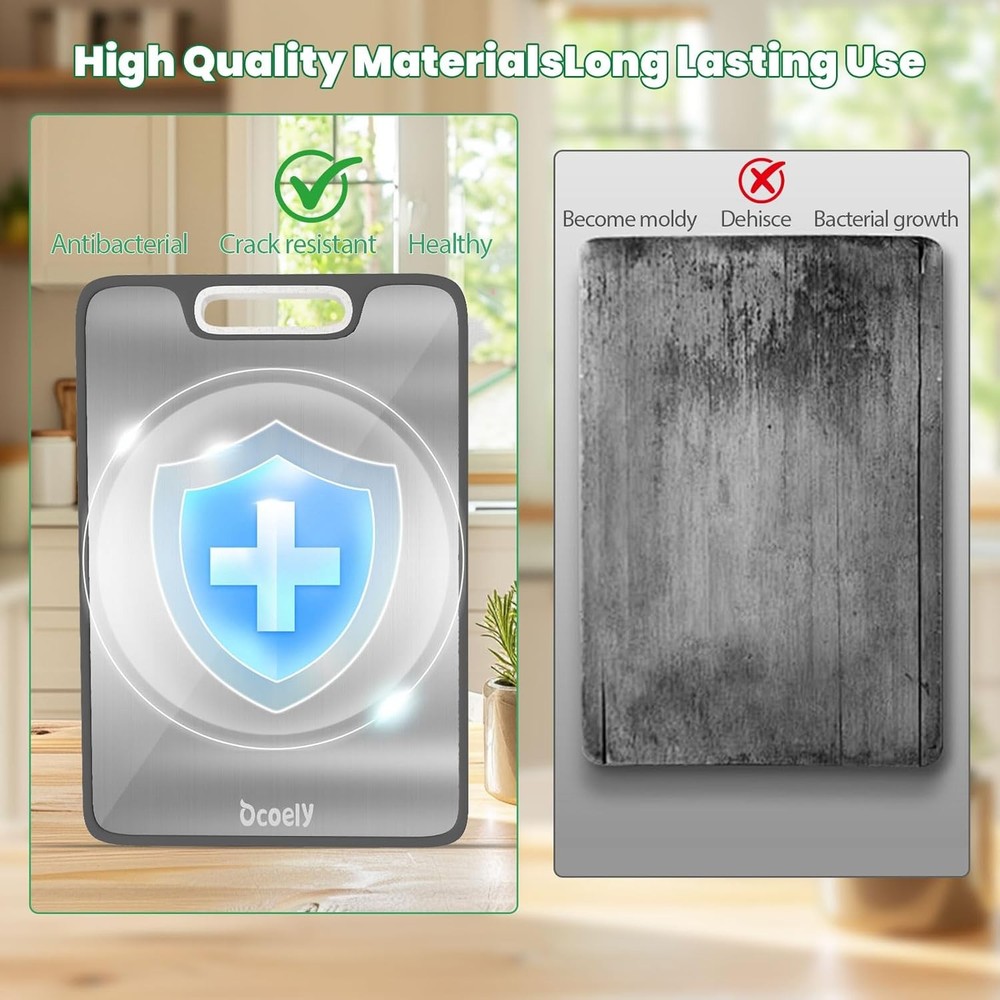 Titanium Cutting Boards for Kitchen – Dual-Sided Solid Titanium & Wheat Straw