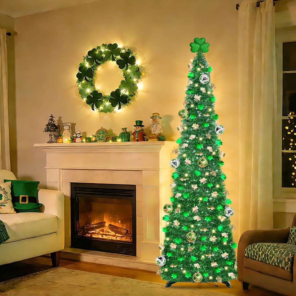 Timer & Shamrock - St Patricks Day Decorations, 5Ft Lighted St Patricks Day T...