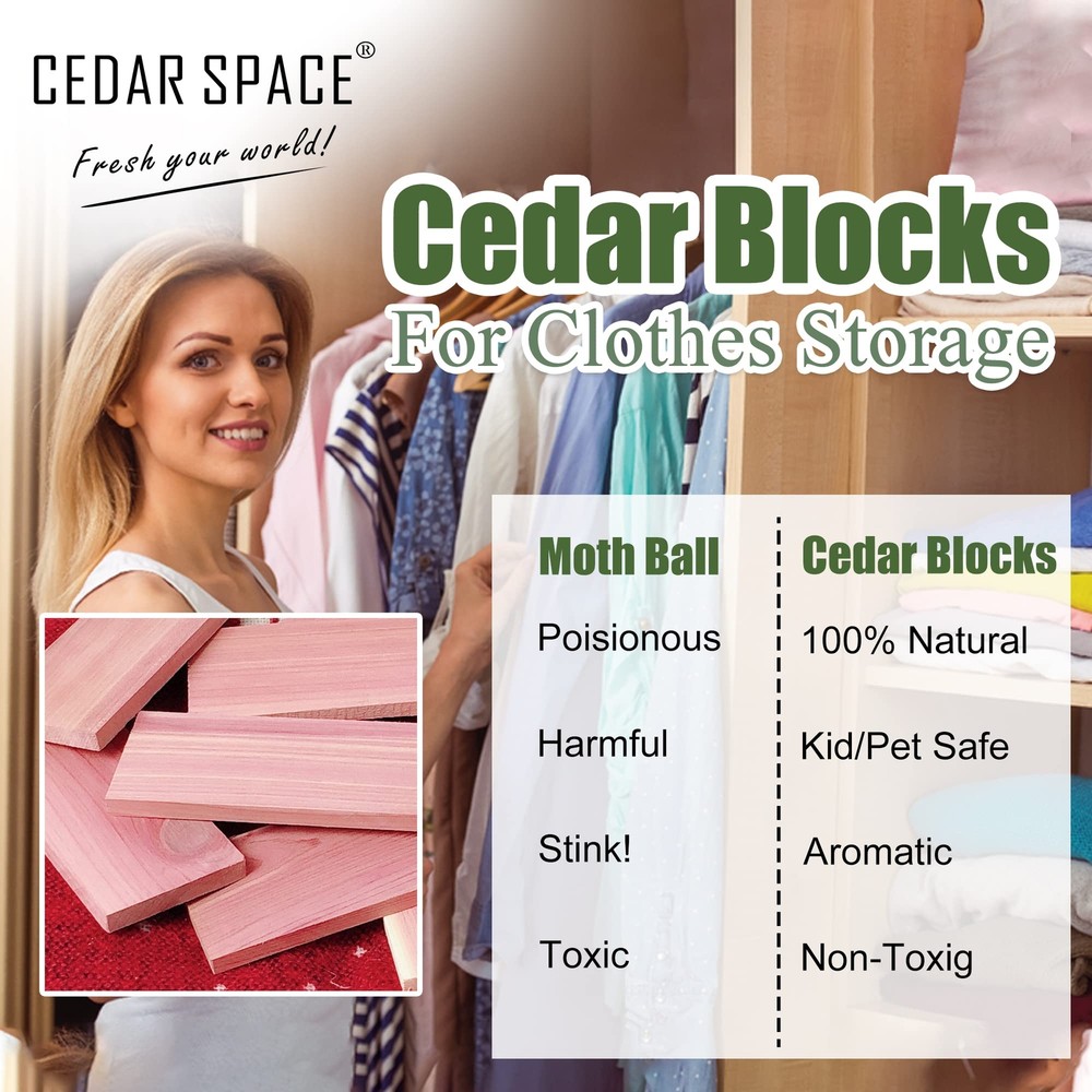 Cedar Blocks for Closet Storage,100% Red Ceder Blocks Cedar Planks Chips 16pcs