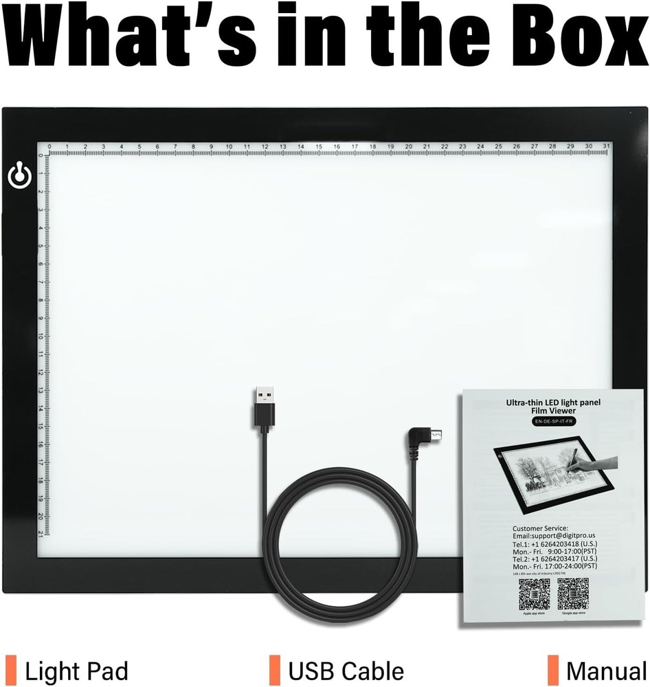 Ultra-Thin A4 Tracing Light Box, USB LED Light Table with Adjustable Brightness