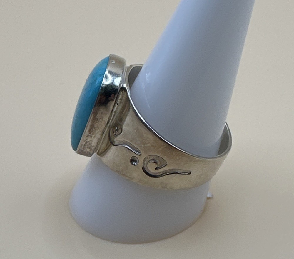 925 Sterling Silver Square Turquoise Stone Ring /Size 11