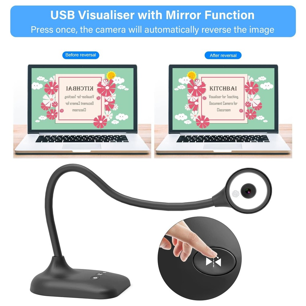 Document Camera for Teachers, Webcam and Overhead Camera for Classroom with M...