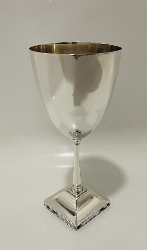 Antique Large Solid Silver Goblet Cup 19cm Tall Rare Design