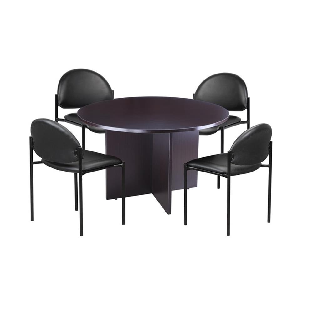 Scranton & Co 42"W Conference Table with 4 Stacking Chairs in Mocha