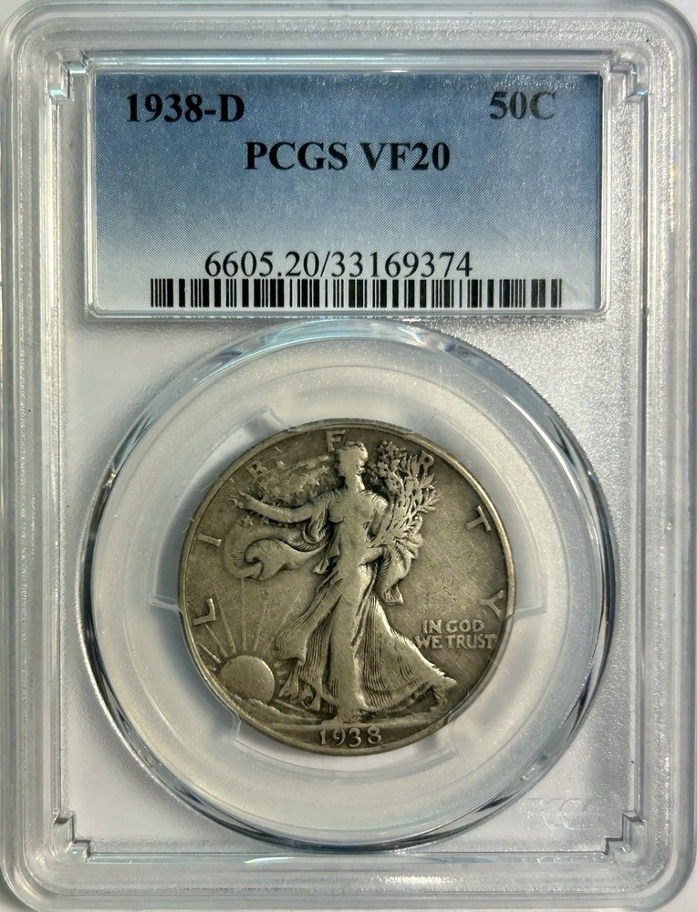 1938-D Walking Liberty Half Dollar PCGS VF20