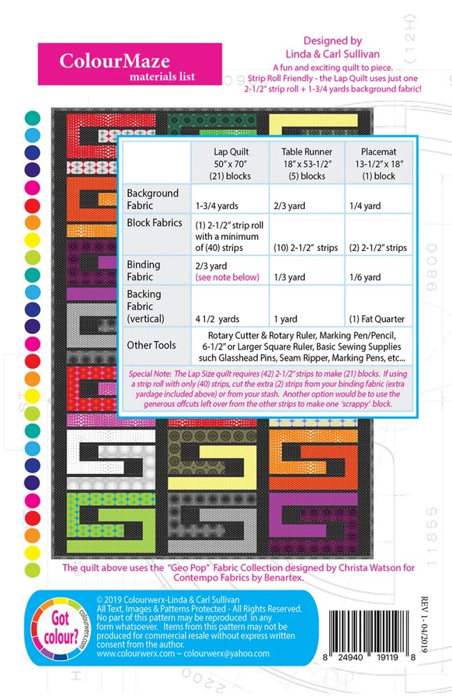 ColourMaze Quilt Pattern by Linda & Carl Sullivan