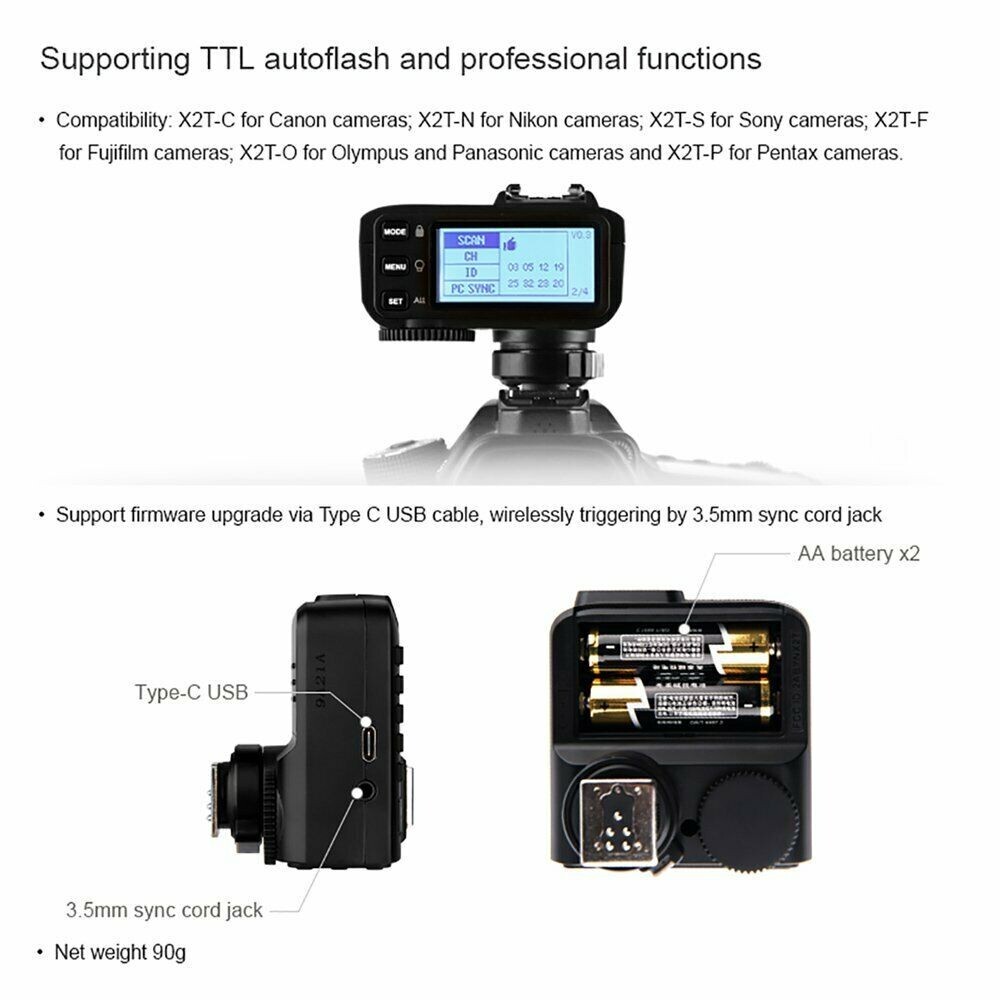 Godox X2T-S Trigger TTL 2.4G Bluetooth Transmitter For Sony