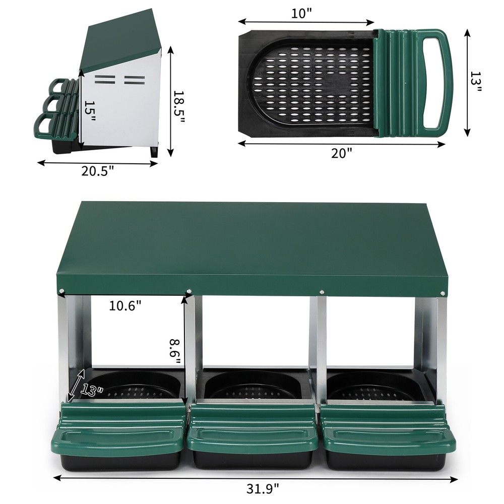3 Compartment Roll Out Chicken Nesting Box Egg Nest Box Chicken Laying Box