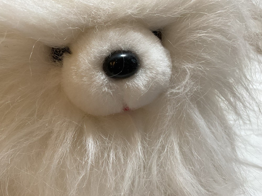 Tissue Box Cover Plush White Pekingese Dog