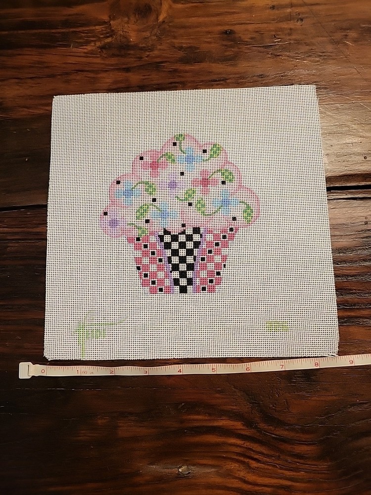 Spring Floral Cupcake Needlepoint Canvas