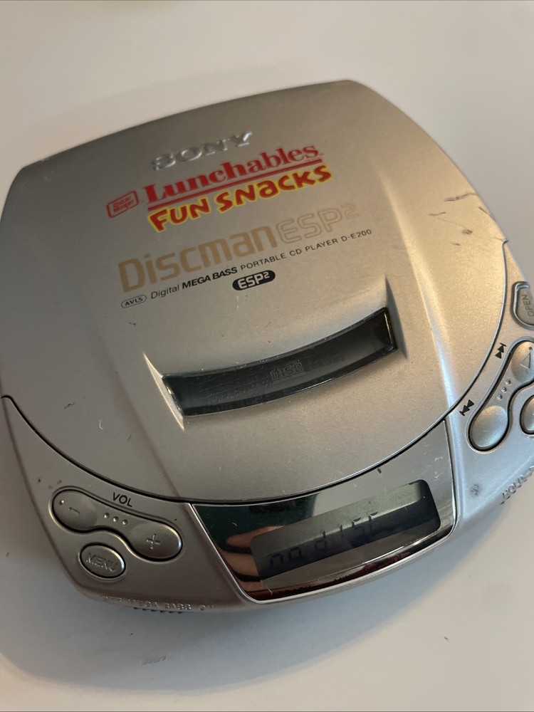 Working Sony Discman ESP2 D-E200 Silver Mega Bass Portable Compact Disc Player