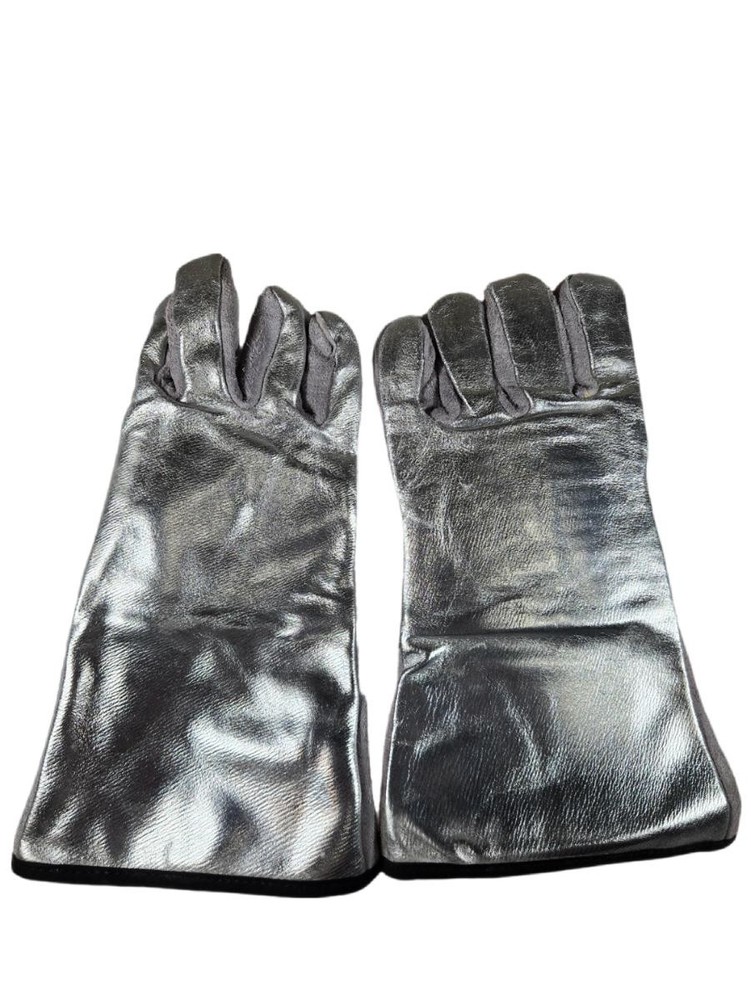 Red Wolf Large 14in Aluminized Split Leather Heat Resistant Welding Gloves Pair