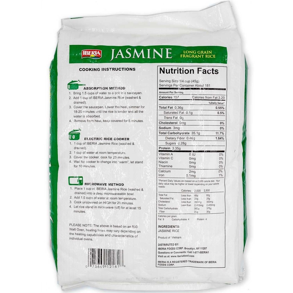 Jasmine Long Grain Rice, 18lb