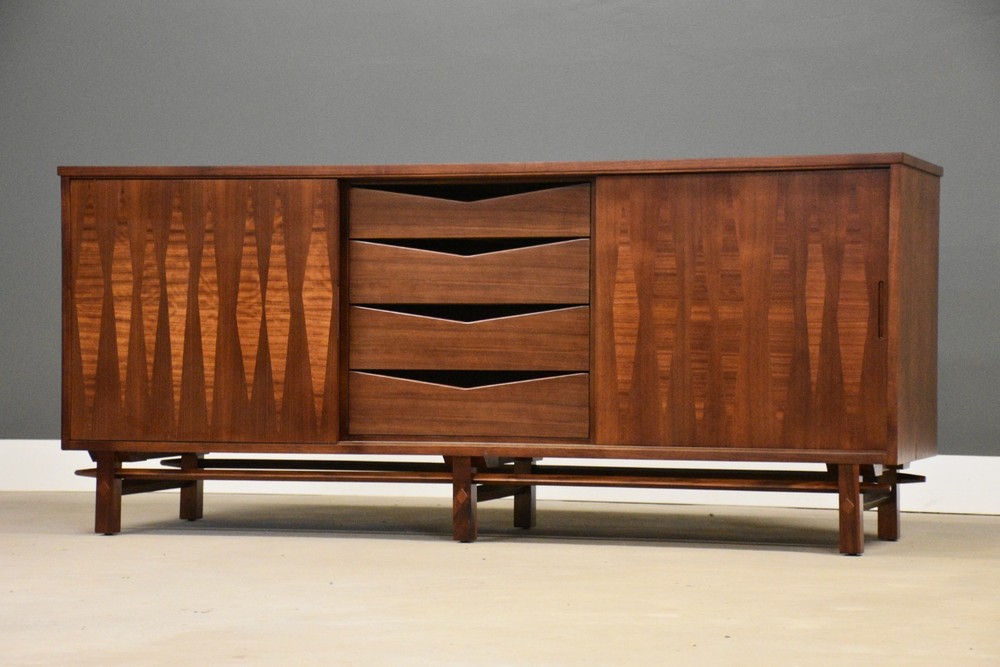 Refinished Walnut 72” Sideboard Credenza by Henredon Heritage
