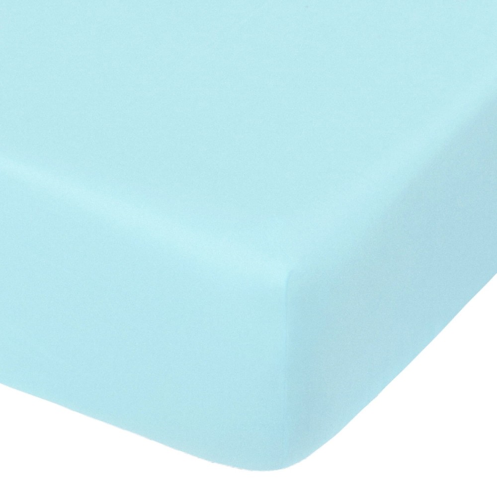 Brushed Microfiber Fitted Crib Sheet Aqua – Soft, Breathable, 28x52 + 8 Pocket