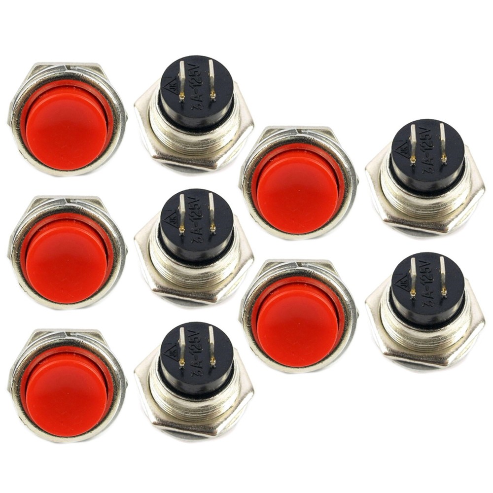 10Pcs Power Switch Round Red Guitar Kill Switch Push Button Start Button Switch