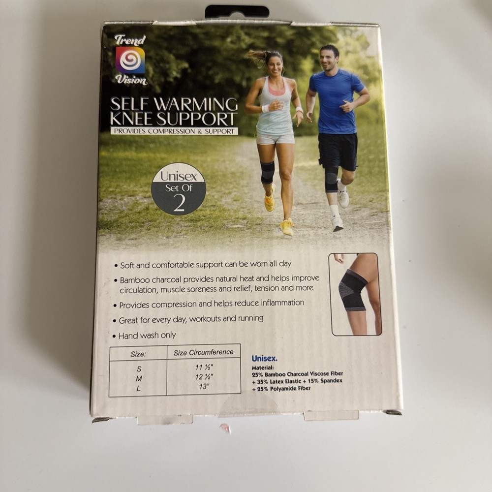 Trend Vision Self Warming Compression Knee Support-Unisex Pair Small: 11.5”
