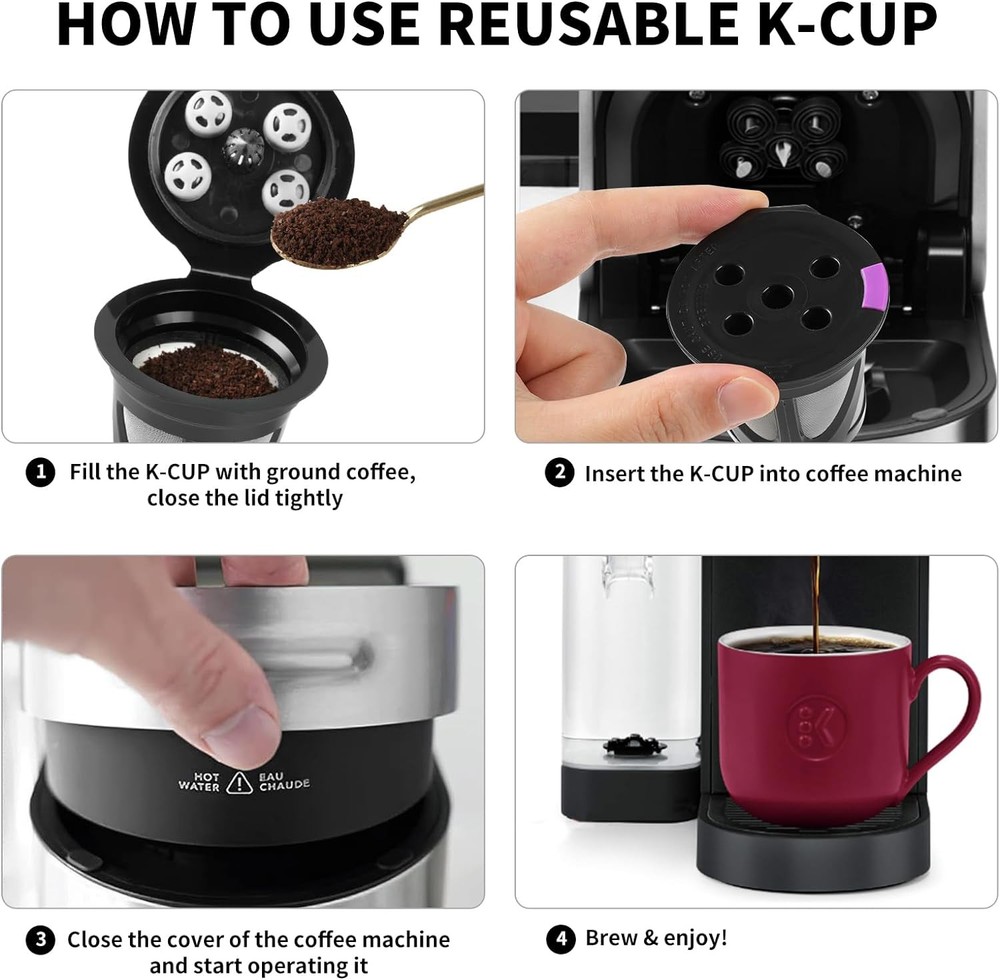 Reusable K Cups for Keurig, 2-Pack Universal K CUP Refillable Black - 2 Pack