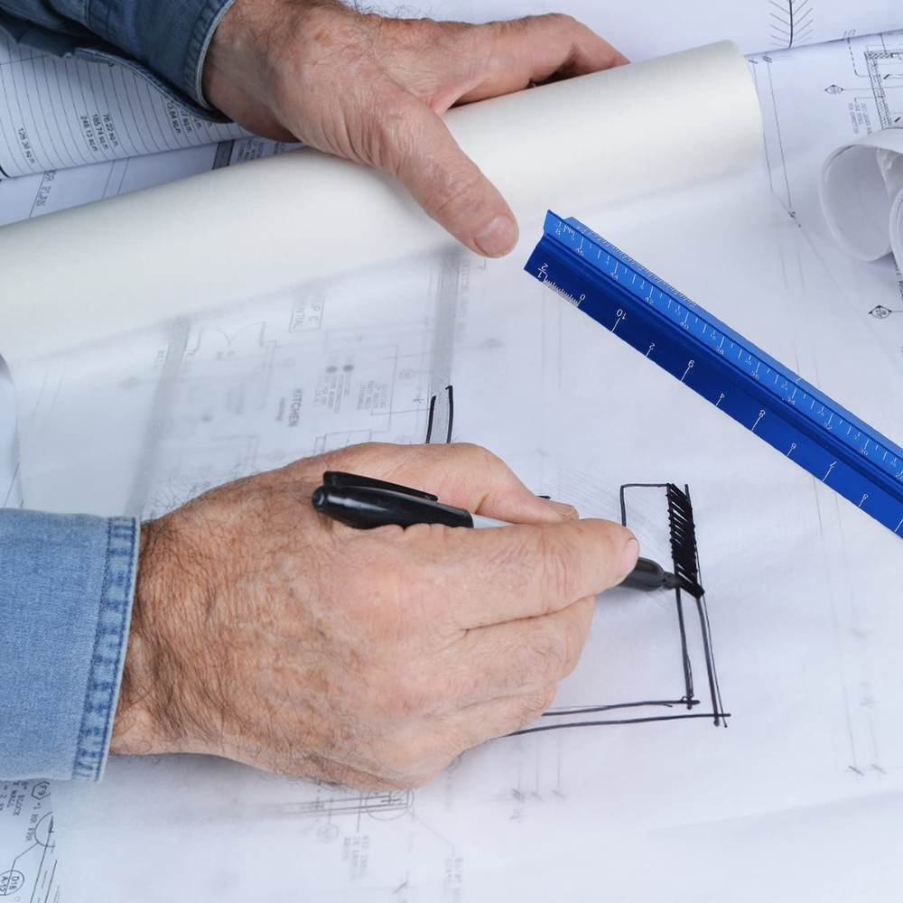 12 Inch Aluminum Architectural Scale Ruler for Engineers Architects Students
