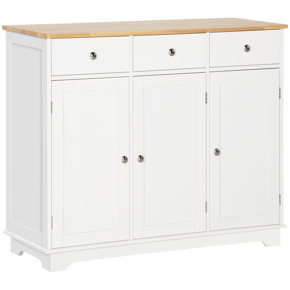HOMCOM Sideboard with Solid Wood Countertop, Modern Kitchen Storage Cabinet, C