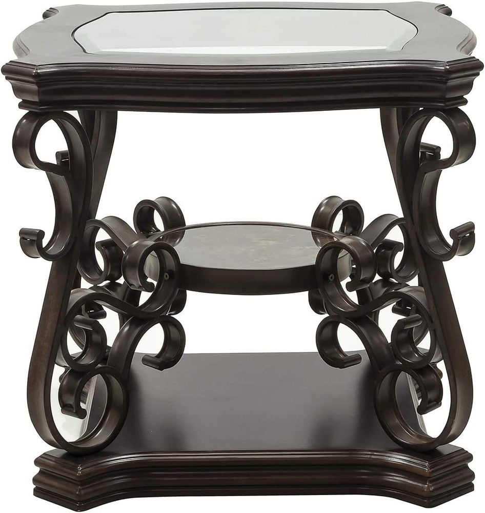 Console Table Glass Table Top Sofa Table End Table w/ Storage Shelf Living Room