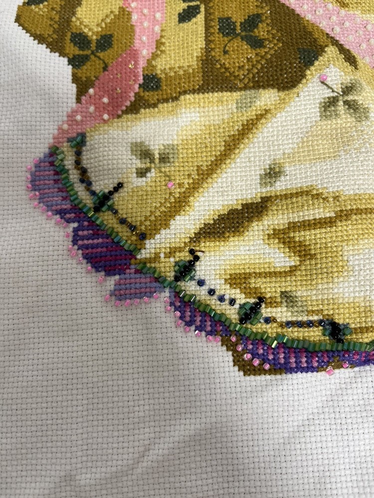completed finished cross stitch Spring Queen 12''x 19'' Unframed NEW