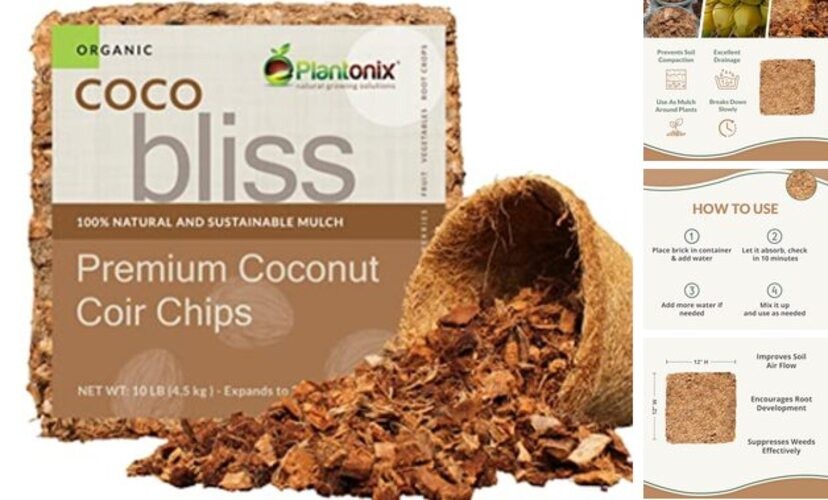 Organic Coco Chips for Plants (10lbs) - Coco Coir Chips - Coco Chips (10lbs)