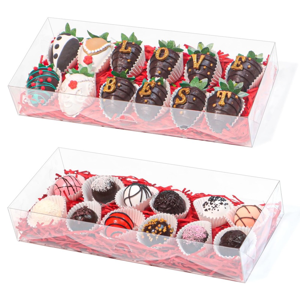 30 Pcs 12x5x2 Inches Full Clear Bakery Boxes - For Chocolate Covered