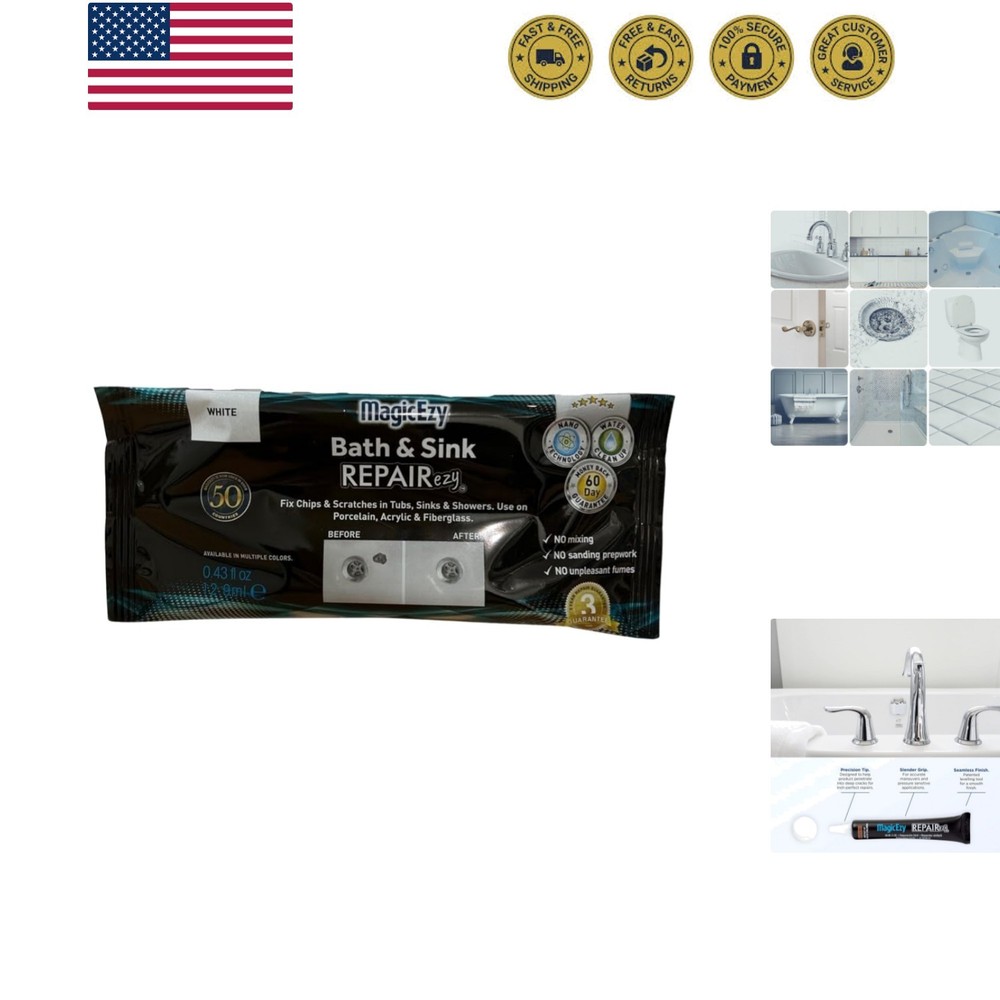 Bath & Sink RepairEzy - Professionally and Easily Touch- Up Cracks, Chips, an...