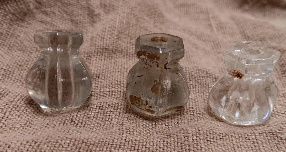 Vintage Solid Glass Drawer Pulls. Set of 3. 1 " each. 6 points.