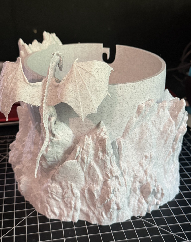 Large Dragon Yarn Bowl 3D Printed PLA Stone