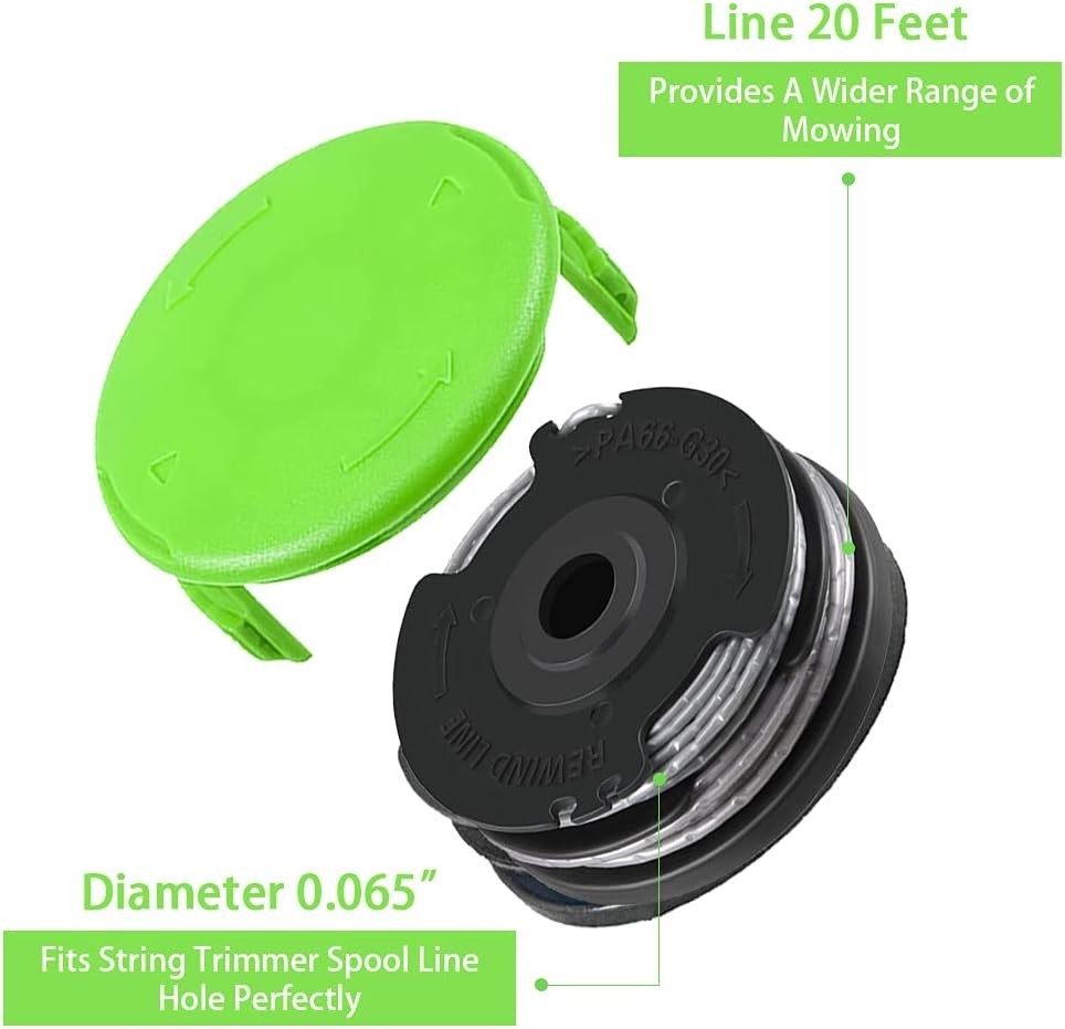 Dual Line Trimmer Replacement Spool 20ft 6-Pack for Greenworks String Trimmers