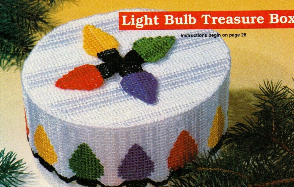 LIGHTBULB TREASURE BOX CHRISTMAS PLASTIC CANVAS PATTERN INSTRUCTIONS