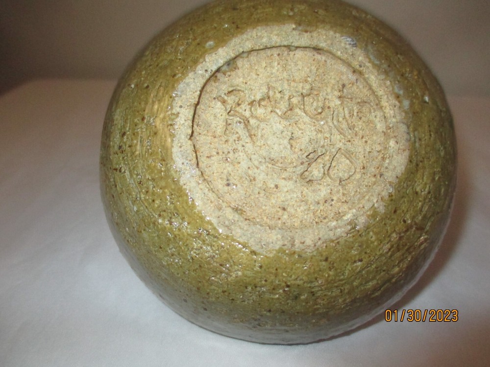 Handmade Studio Pottery Neutral Colored Signed Pitcher or Bud Vase