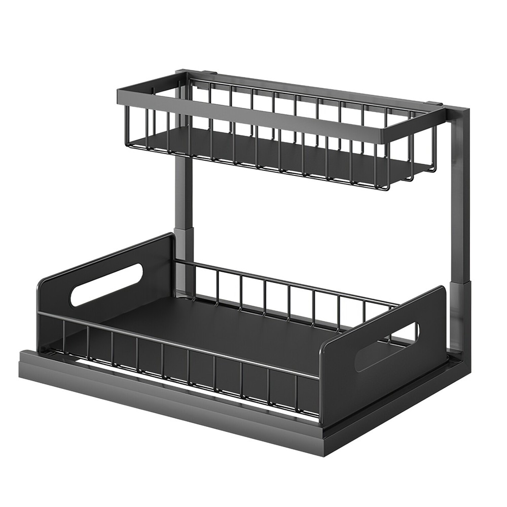 2 Tier Under Sink Organizer Sliding Storage Drawer for Kitchen Bathroom Cabinet