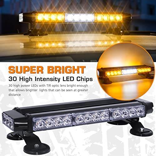 LED Strobe Flashing Light Bar -Double Side 30 LED High Intensity Amber&White