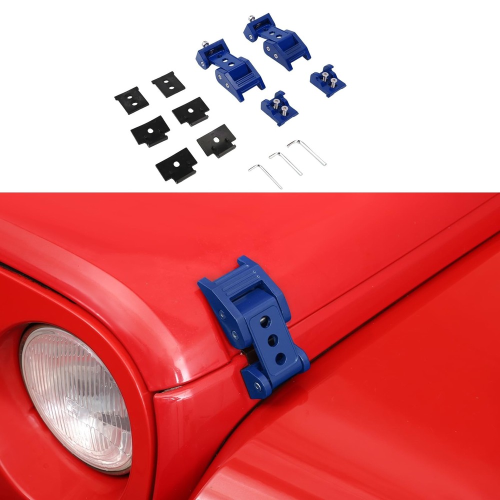 CheroCar Blue Hood Latches Hood Lock Catch Latches Kit Fit for 2007-2025+Jeep...